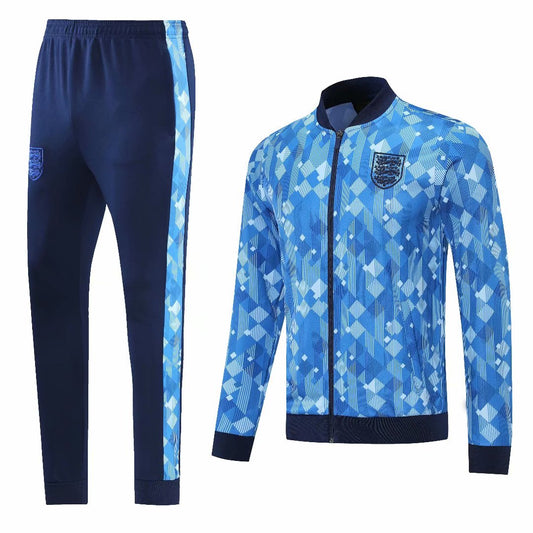 Conjunto Inglaterra Zíper Longo Azul