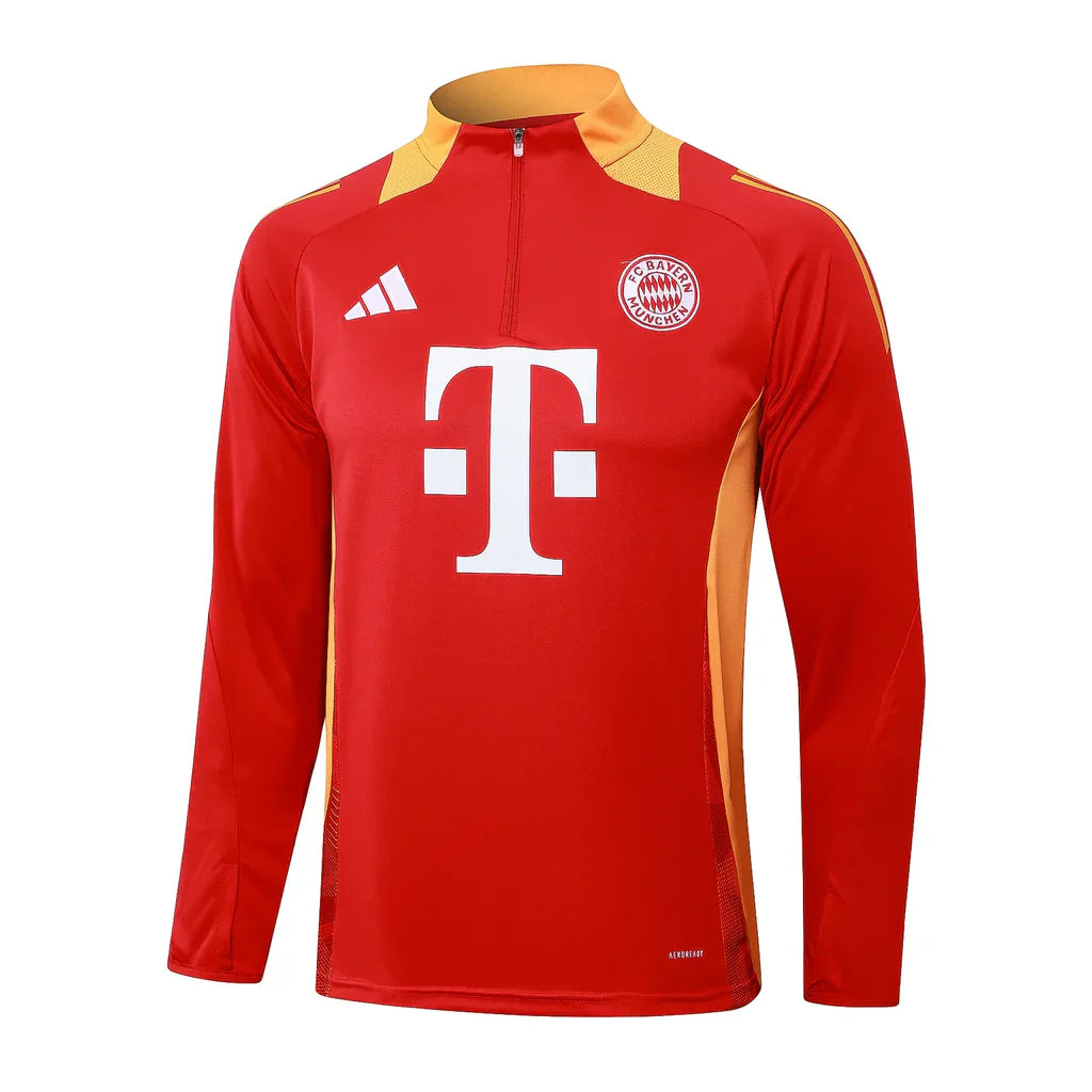 Conjunto Bayern de Munique Zíper Curto Treino Vermelho 2024/25