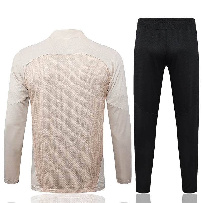 Conjunto AC Milan Zíper Curto Treino Bege
