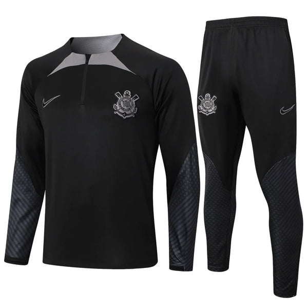 Conjunto Timão Ziper Curto Treino All Black